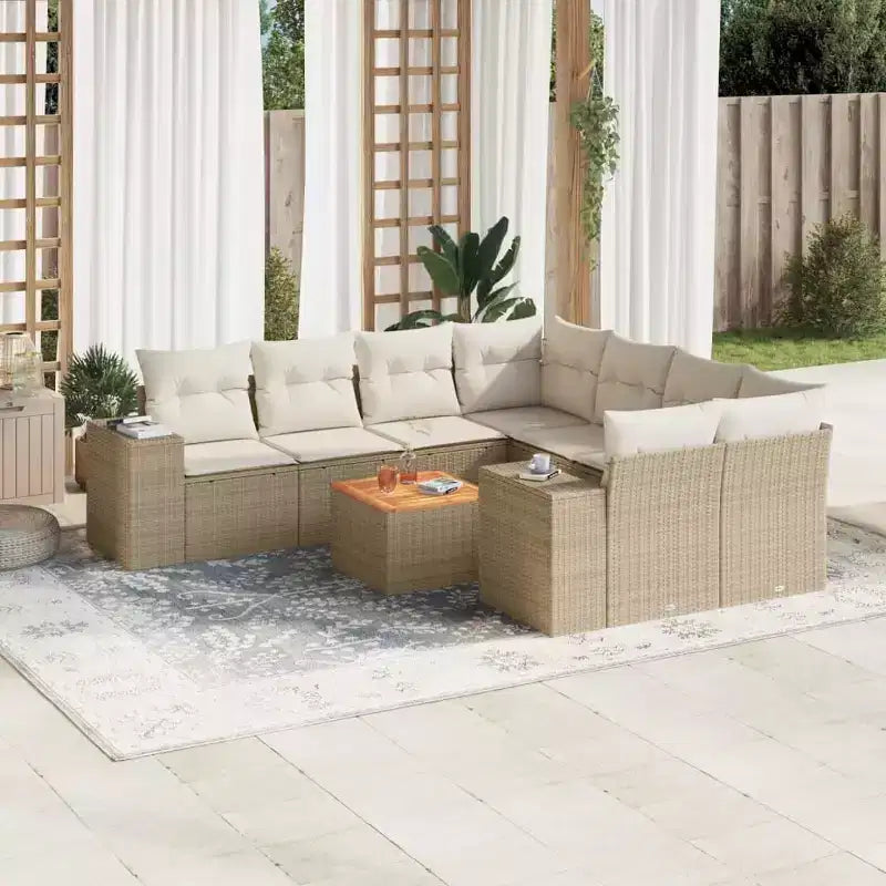 vidaXL Salon de jardin avec coussins 9 pièces résine tressée