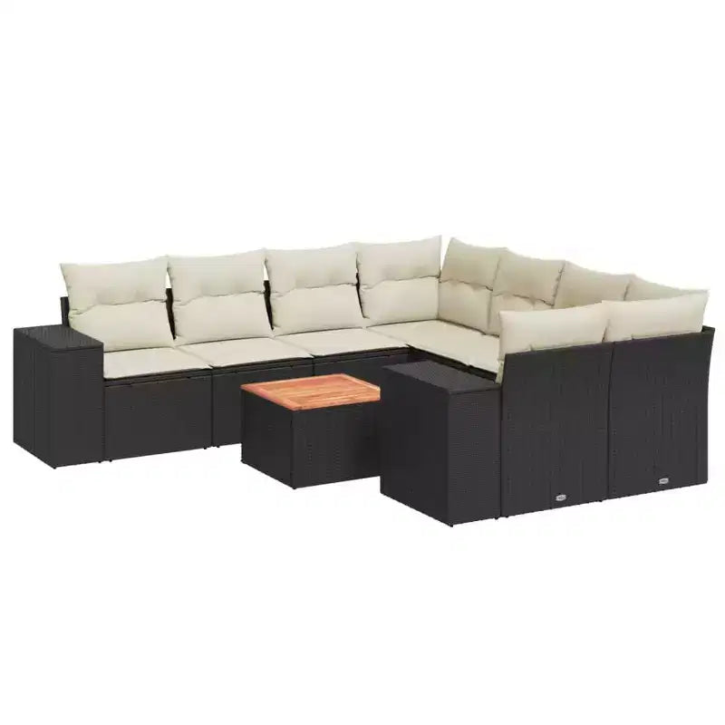 vidaXL Salon de jardin avec coussins 9 pièces résine tressée