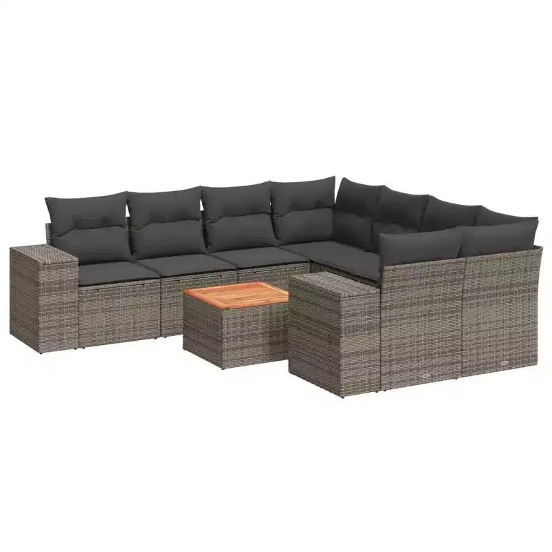 vidaXL Salon de jardin avec coussins 9 pièces résine tressée