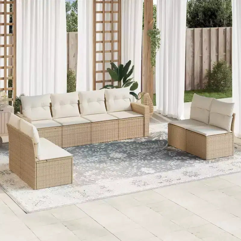 vidaXL Salon de jardin 9 pcs avec coussins résine tressée