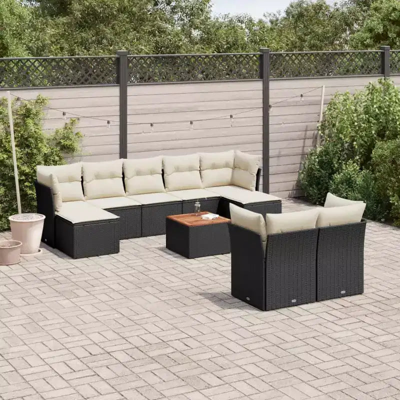 vidaXL Salon de jardin avec coussins 10 pièces en résine tressée