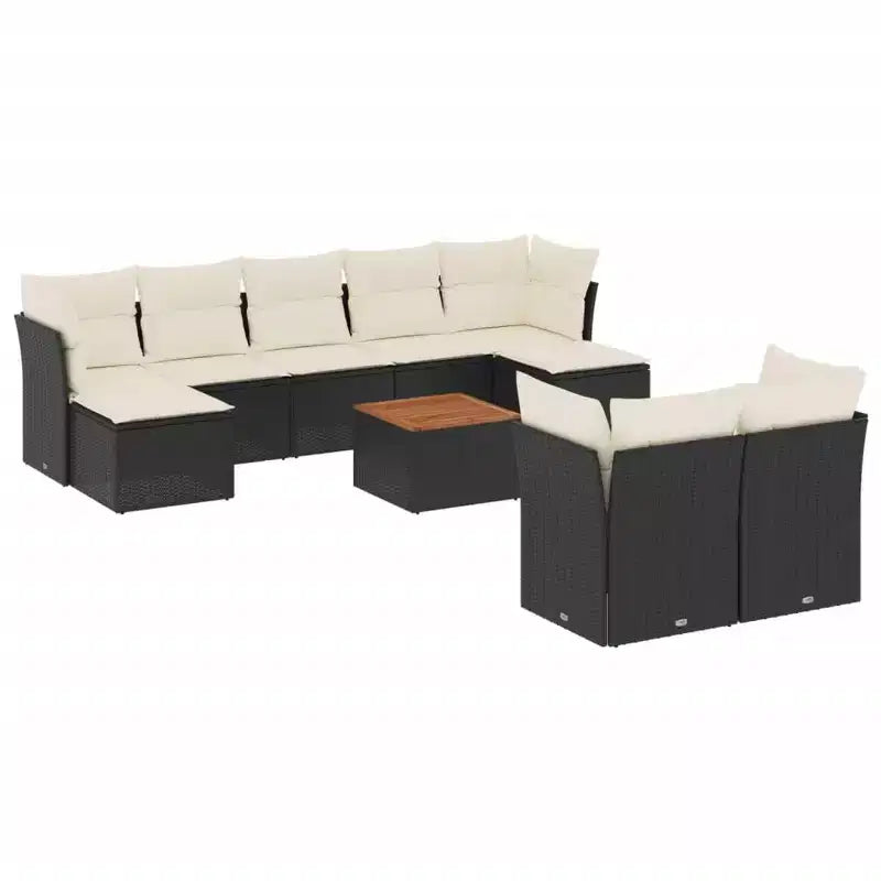 vidaXL Salon de jardin avec coussins 10 pièces en résine tressée