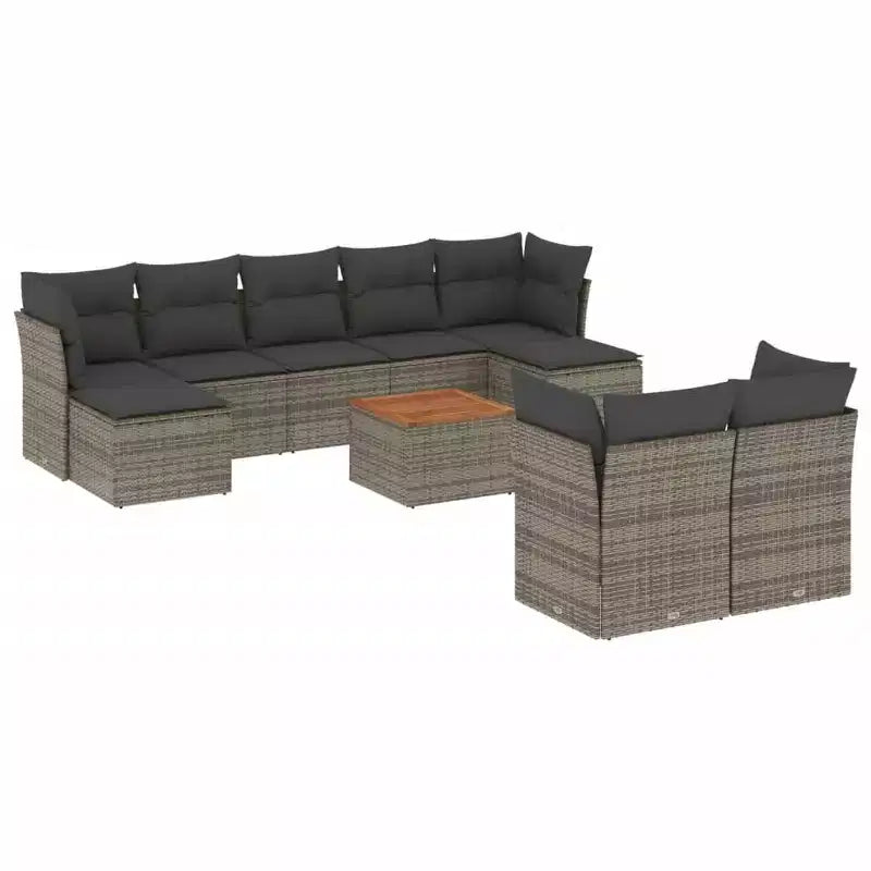 vidaXL Salon de jardin avec coussins 10 pièces en résine tressée