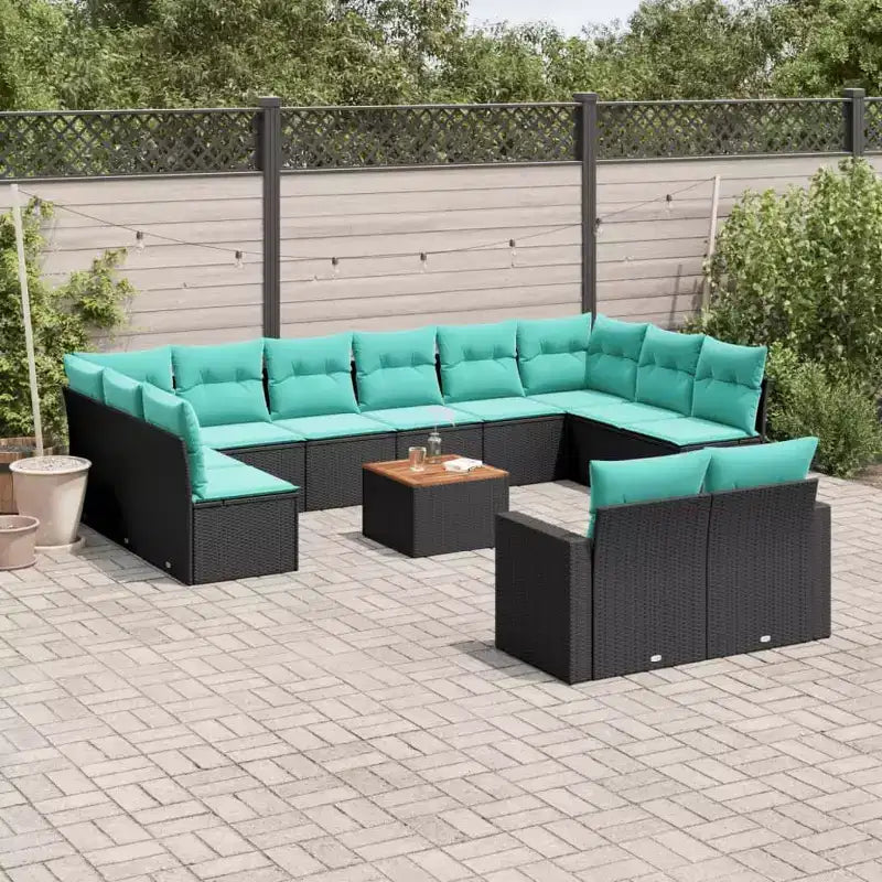 vidaXL Salon de jardin 13 pièces avec coussins en résine tressée gris