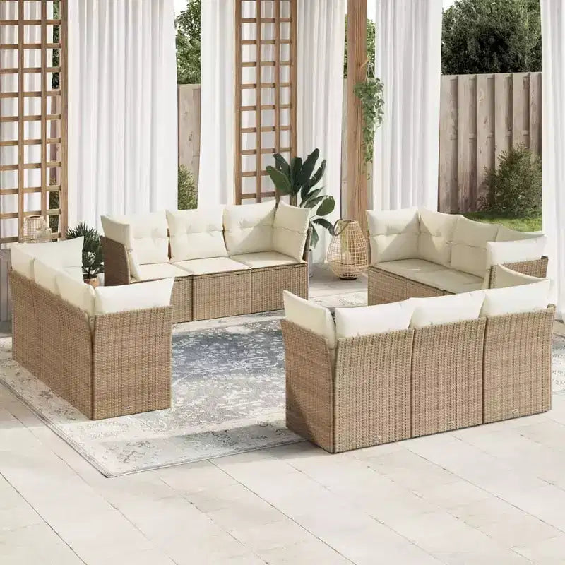 vidaXL Salon de jardin 12 pcs avec coussins résine tressée