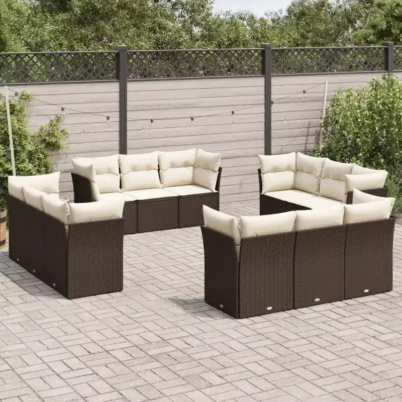 vidaXL Salon de jardin 12 pcs avec coussins résine tressée
