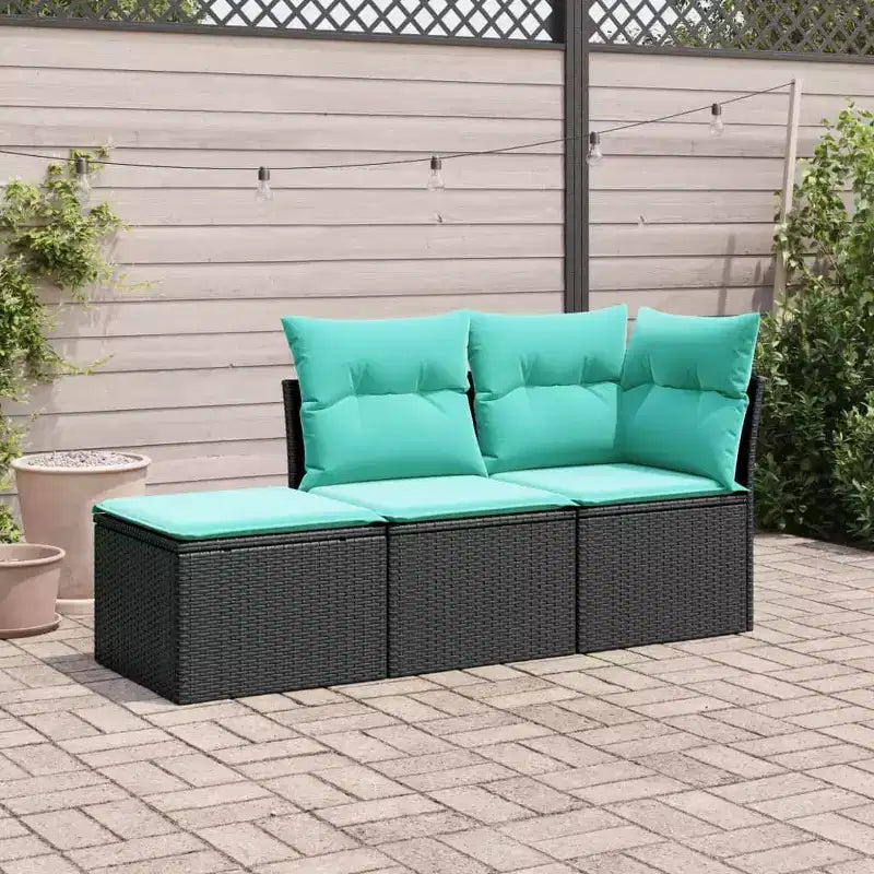 vidaXL Salon de jardin 3 pièces avec coussins en résine tressée