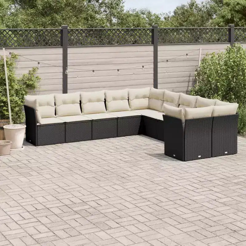 vidaXL Salon de jardin 10 pcs avec coussins Résine tressée