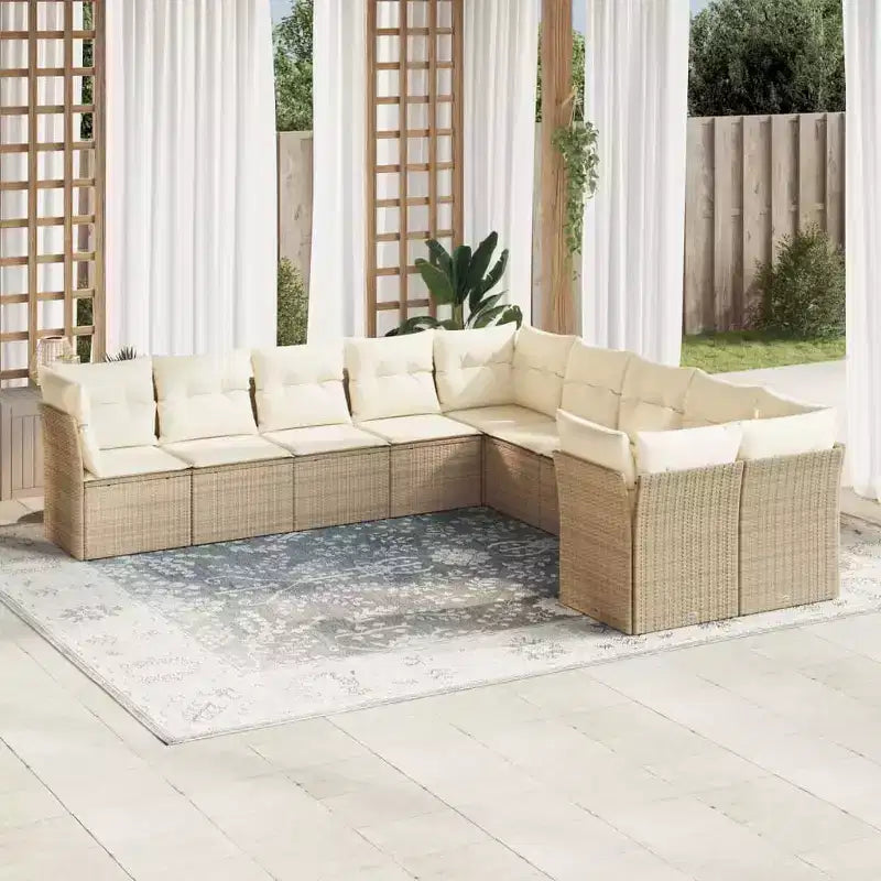 vidaXL Salon de jardin 10 pcs avec coussins Résine tressée