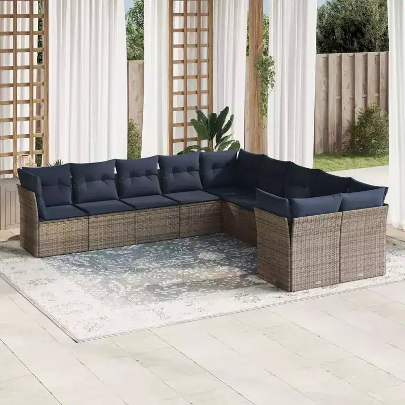 vidaXL Salon de jardin 10 pcs avec coussins Résine tressée