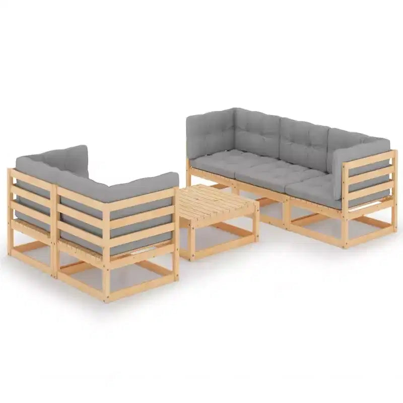 vidaXL Ensemble de mobilier de jardin 6 pièces, canapé d'angle d'extérieur en bois de pin massif