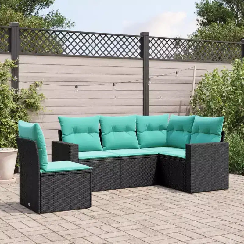 vidaXL Salon de jardin 5 pièces en résine tressée avec coussins, modulable, couleurs/modèles multiples