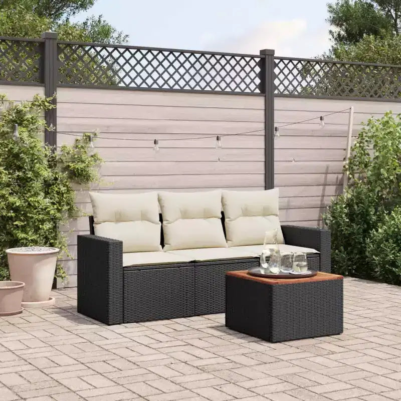vidaXL Salon de jardin 4 pièces en résine tressée avec coussins