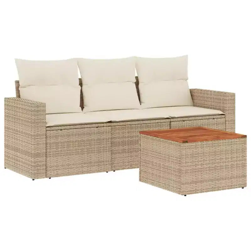 vidaXL Salon de jardin 4 pièces en résine tressée avec coussins