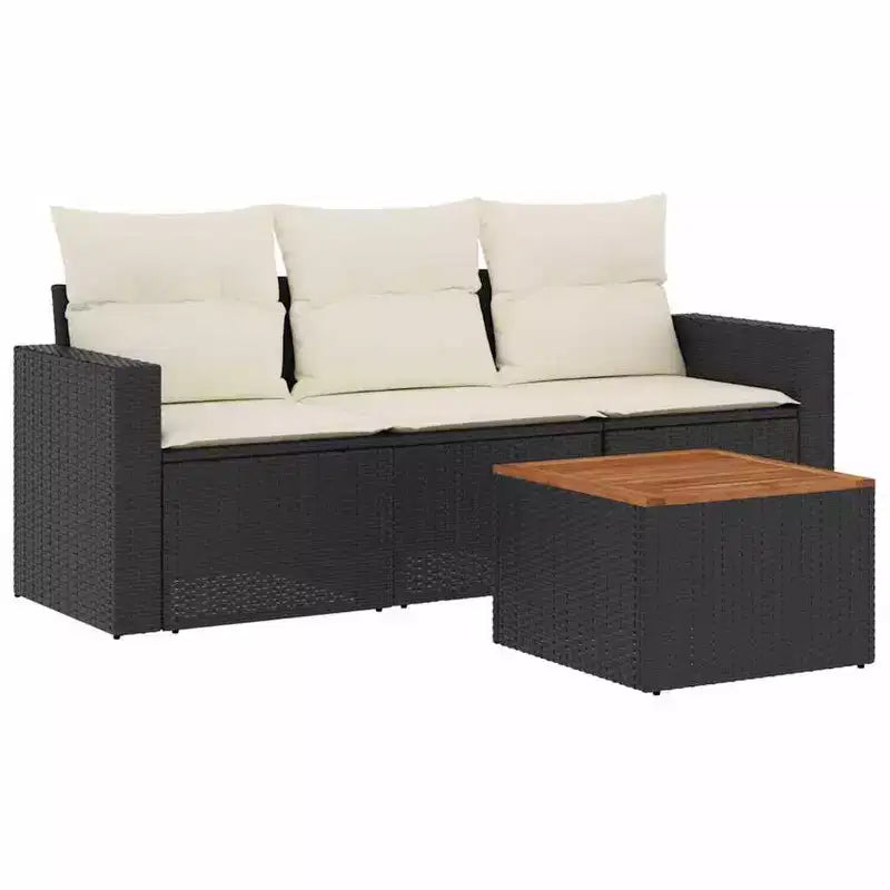 vidaXL Salon de jardin 4 pièces en résine tressée avec coussins