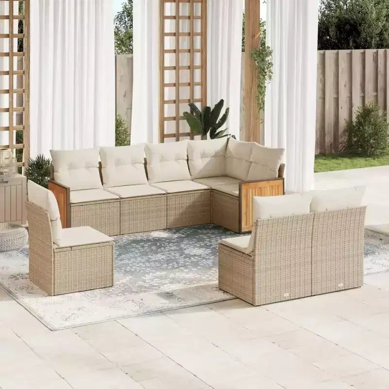 vidaXL Salon de jardin 8 pièces en résine tressée avec coussins