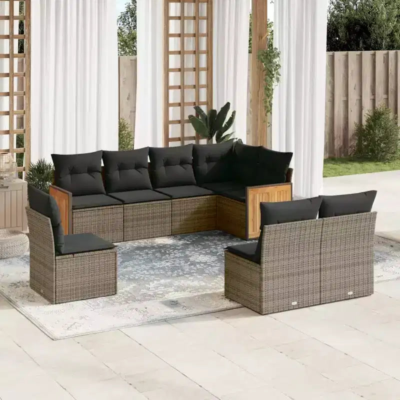 vidaXL Salon de jardin 8 pièces en résine tressée avec coussins