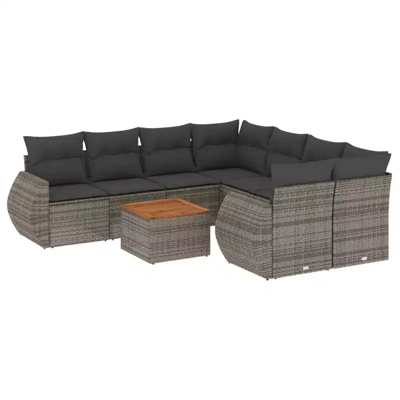 vidaXL Salon de jardin 9 pcs avec coussins résine tressée