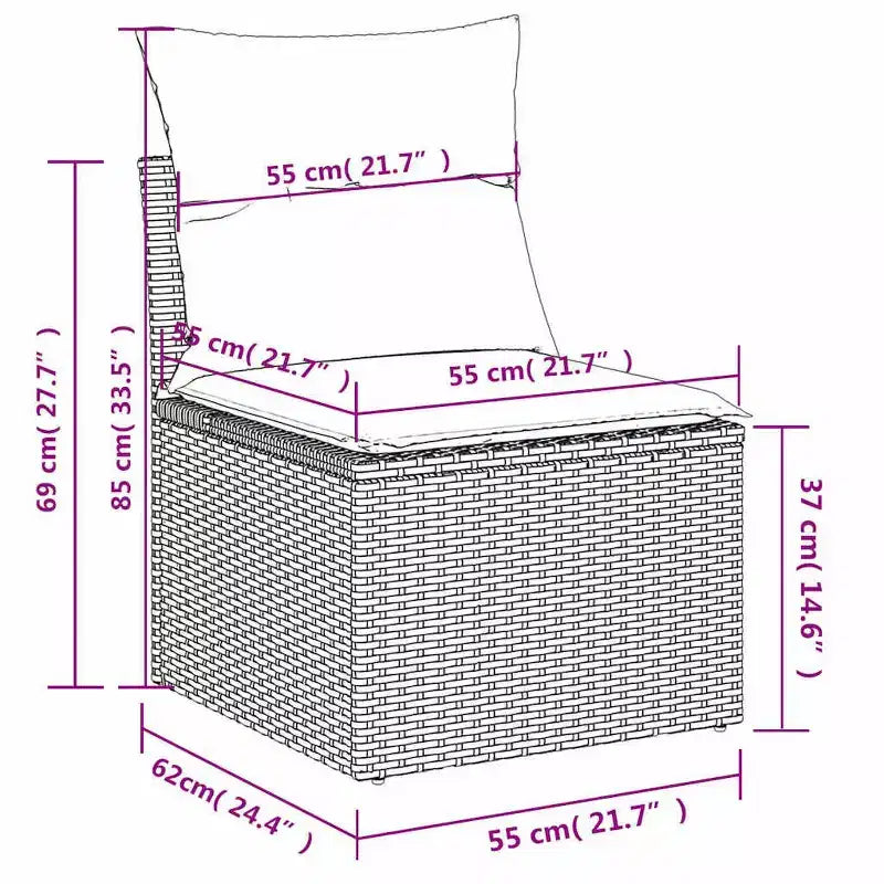 vidaXL Salon de jardin 11 pcs avec coussins résine tressée noir