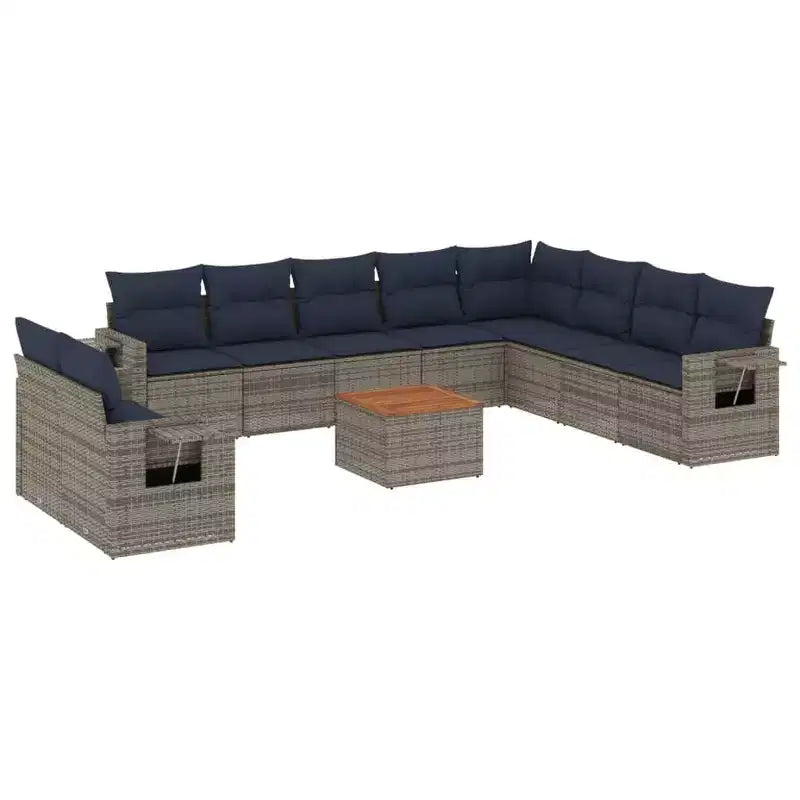 vidaXL Salon de jardin 11 pcs avec coussins résine tressée noir