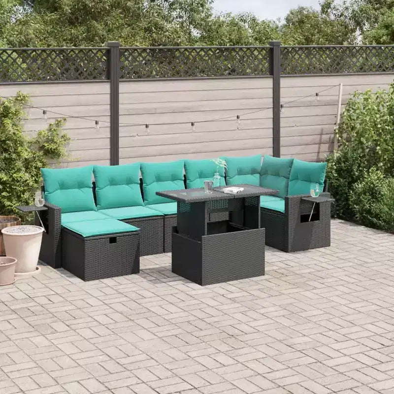 vidaXL Salon de jardin avec coussins et table d'extérieur 8 pièces en résine tressée