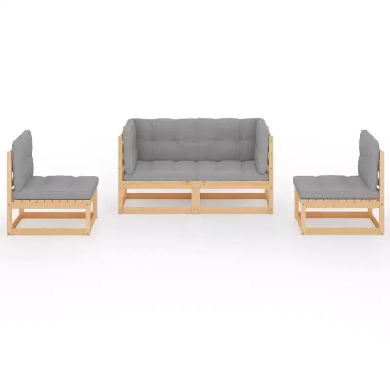 vidaXL Ensemble de Mobilier de Jardin 4 Pièces Canapé d'Angle Extérieur Bois de Pin Massif
