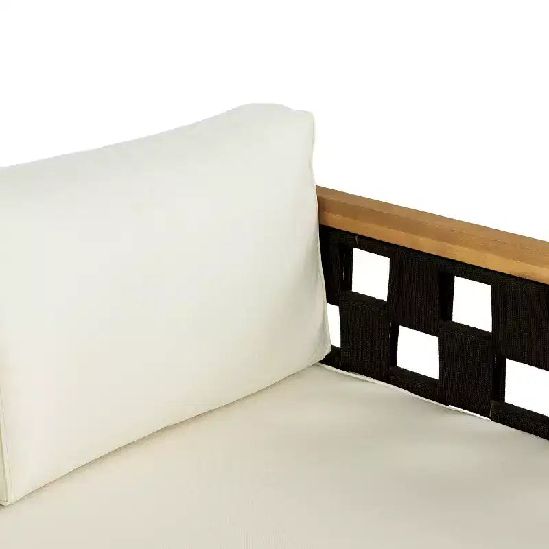 Christopher Knight Home Alice Ensemble de canapés 3 places 2 pièces modernes d'extérieur en bois d'acacia et corde tressée avec table basse ronde