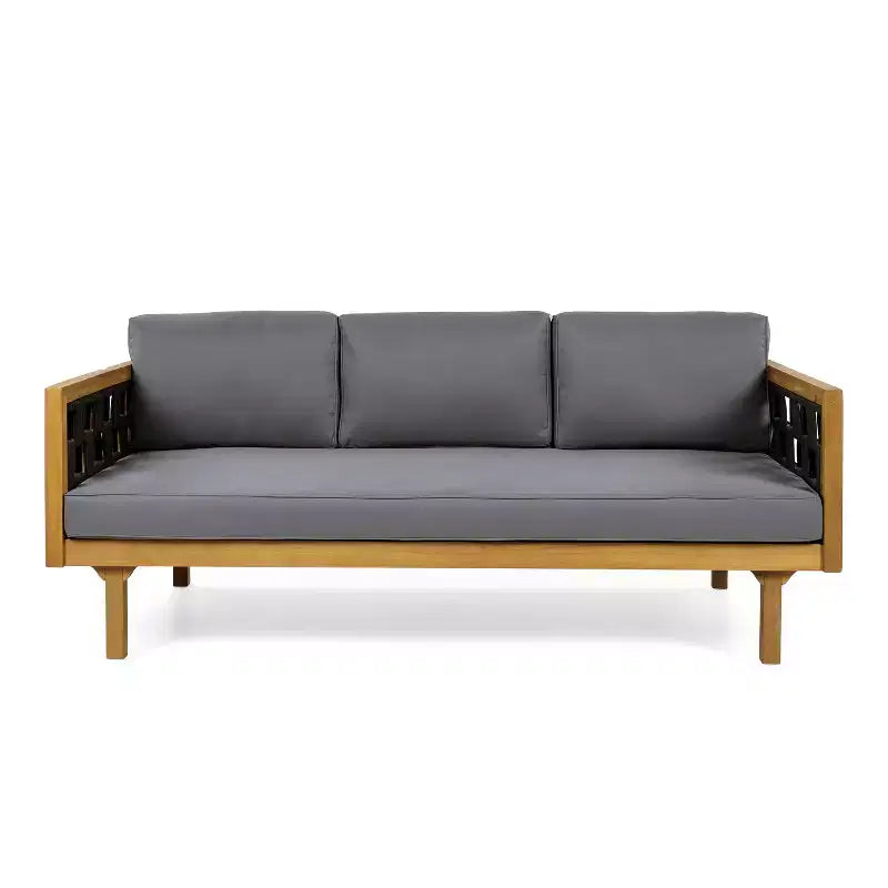 Christopher Knight Home Alice Ensemble de canapés 3 places 2 pièces modernes d'extérieur en bois d'acacia et corde tressée avec table basse ronde