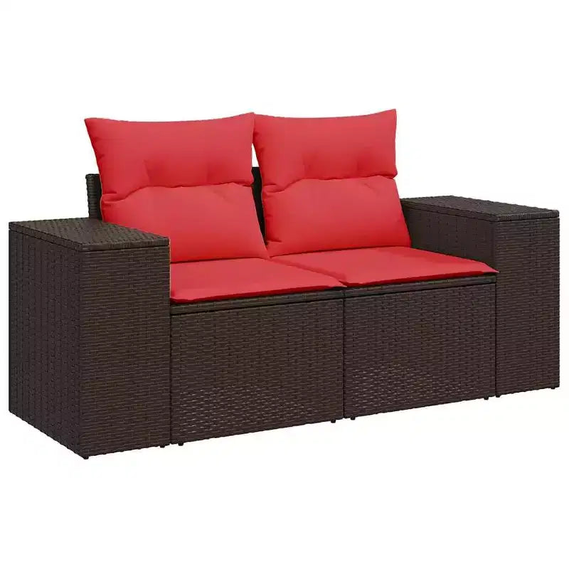 vidaXL Salon de jardin avec coussins en résine tressée et acacia