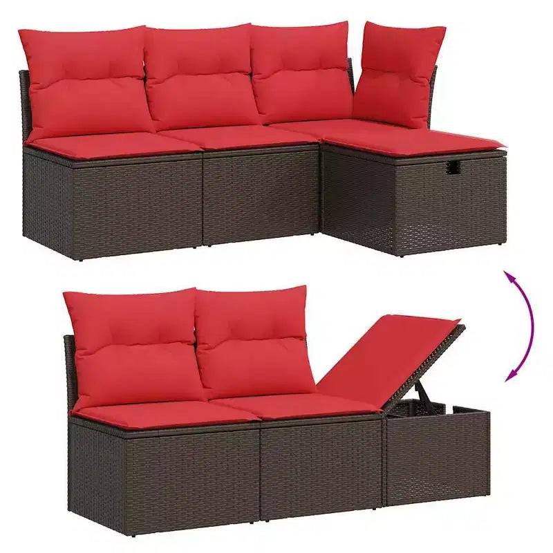 vidaXL Salon de jardin avec coussins en résine tressée et acacia