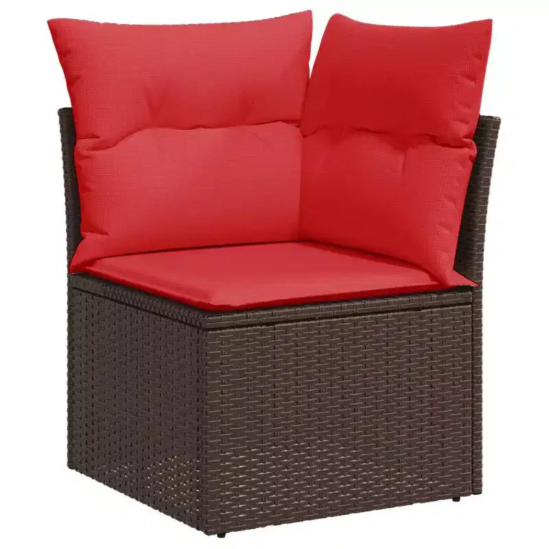 vidaXL Salon de jardin avec coussins en résine tressée et acacia