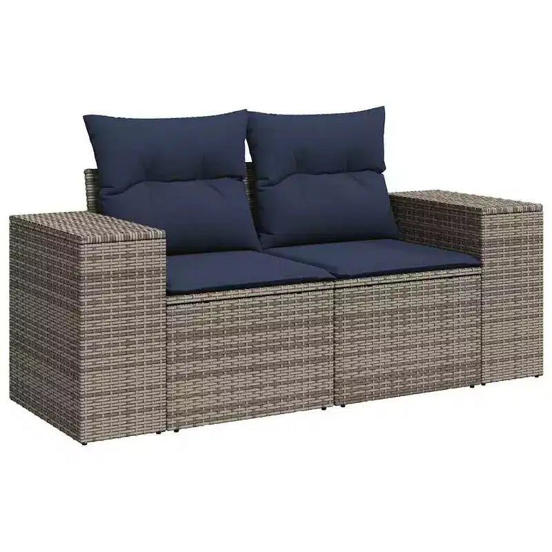 vidaXL Salon de jardin avec coussins en résine tressée et acacia
