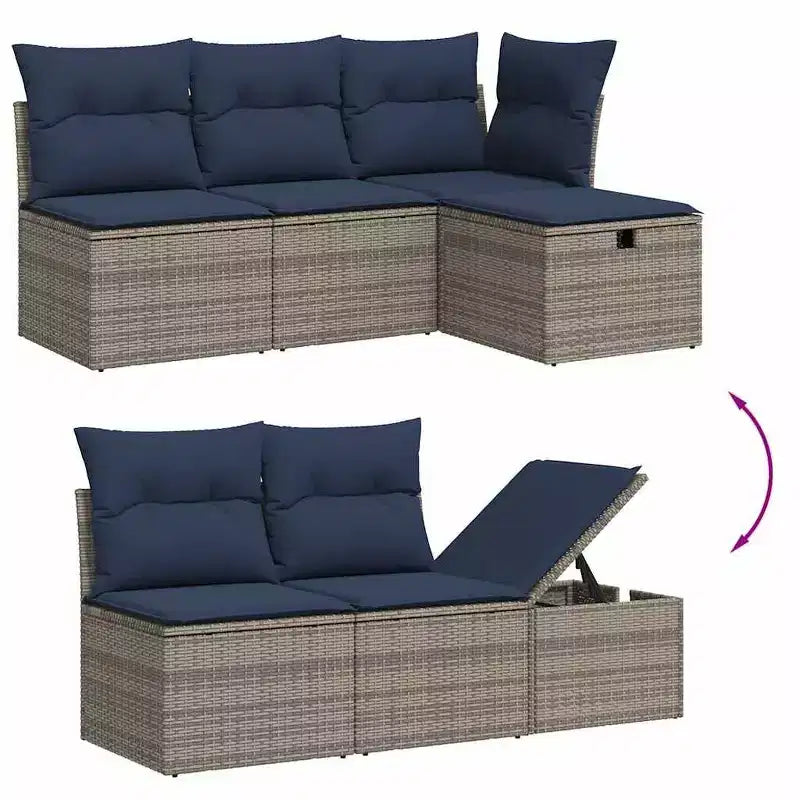 vidaXL Salon de jardin avec coussins en résine tressée et acacia