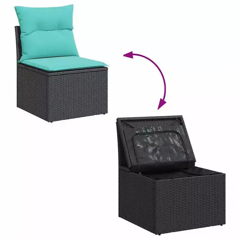 vidaXL Salon de jardin avec coussins en résine tressée et acacia