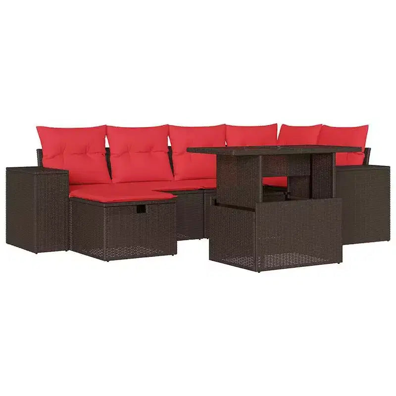 vidaXL Salon de jardin avec coussins en résine tressée et acacia