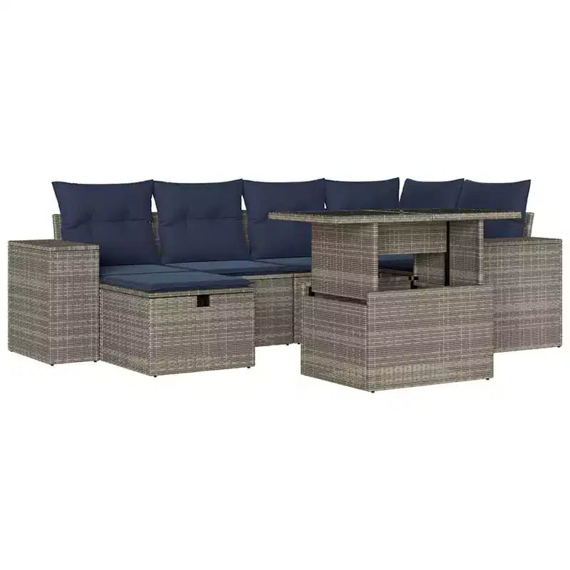 vidaXL Salon de jardin avec coussins en résine tressée et acacia