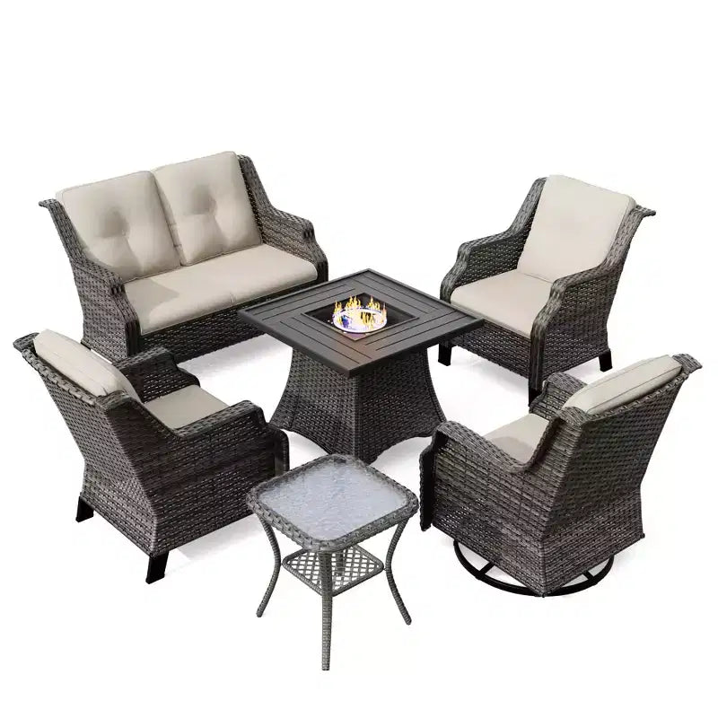Ensemble de patio extérieur UPTIOT avec foyer certifié CSA et sièges ergonomiques