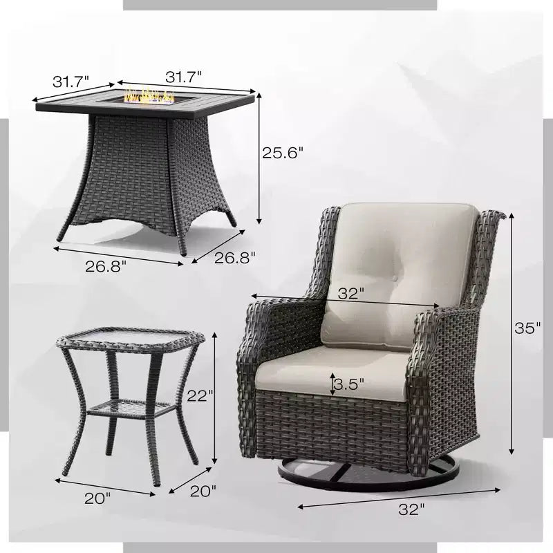 Ensemble de patio extérieur UPTIOT avec foyer certifié CSA et sièges ergonomiques