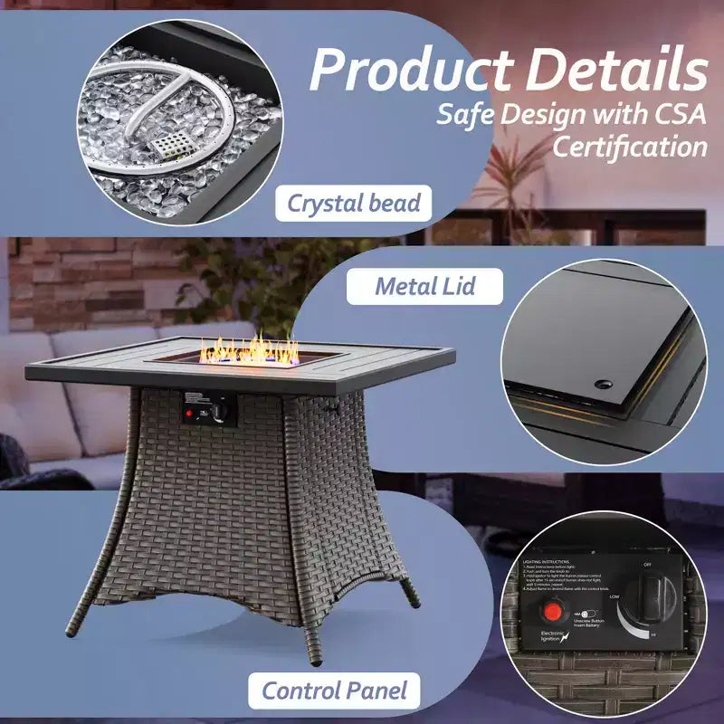 Ensemble de patio extérieur UPTIOT avec foyer certifié CSA et sièges ergonomiques