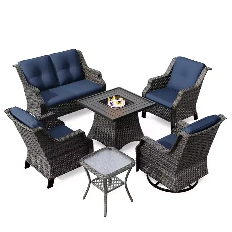 Ensemble de patio extérieur UPTIOT avec foyer certifié CSA et sièges ergonomiques