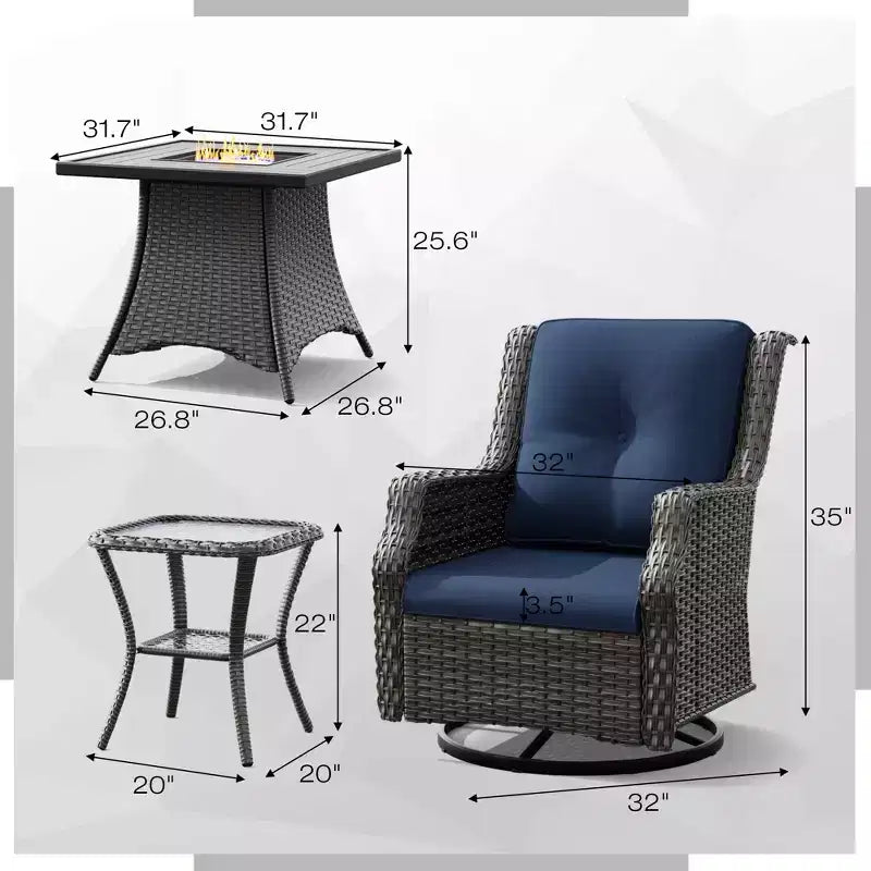 Ensemble de patio extérieur UPTIOT avec foyer certifié CSA et sièges ergonomiques