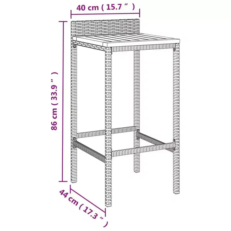 Ensemble table de bar et tabourets d'extérieur vidaXL
