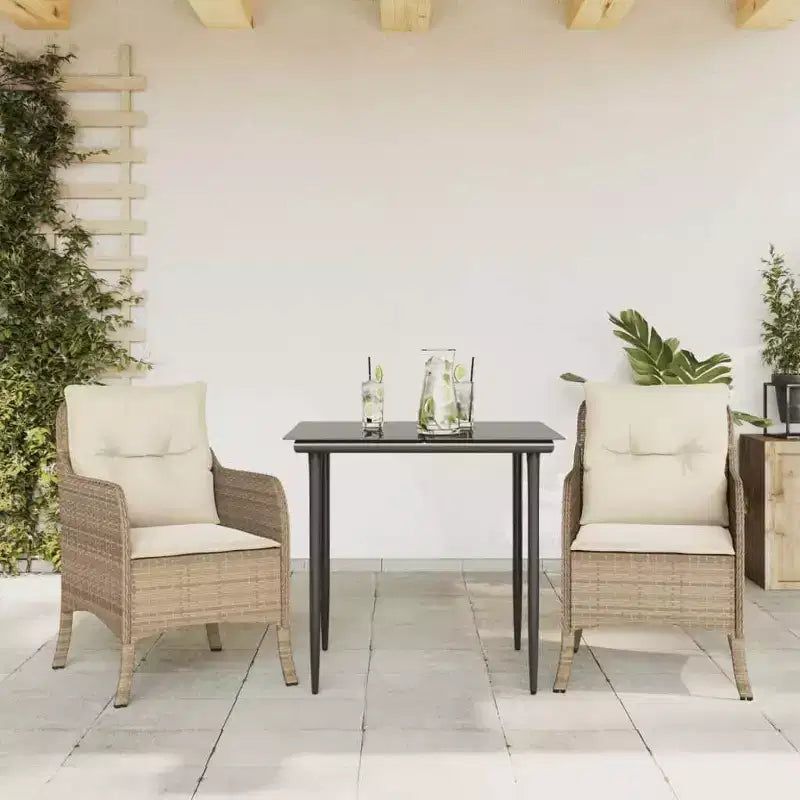 vidaXL Salon de jardin à manger 7 pcs avec coussins en résine tressée beige