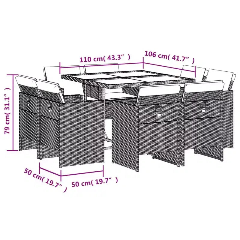 vidaXL Ensemble de salle à manger d'extérieur, 12 pcs