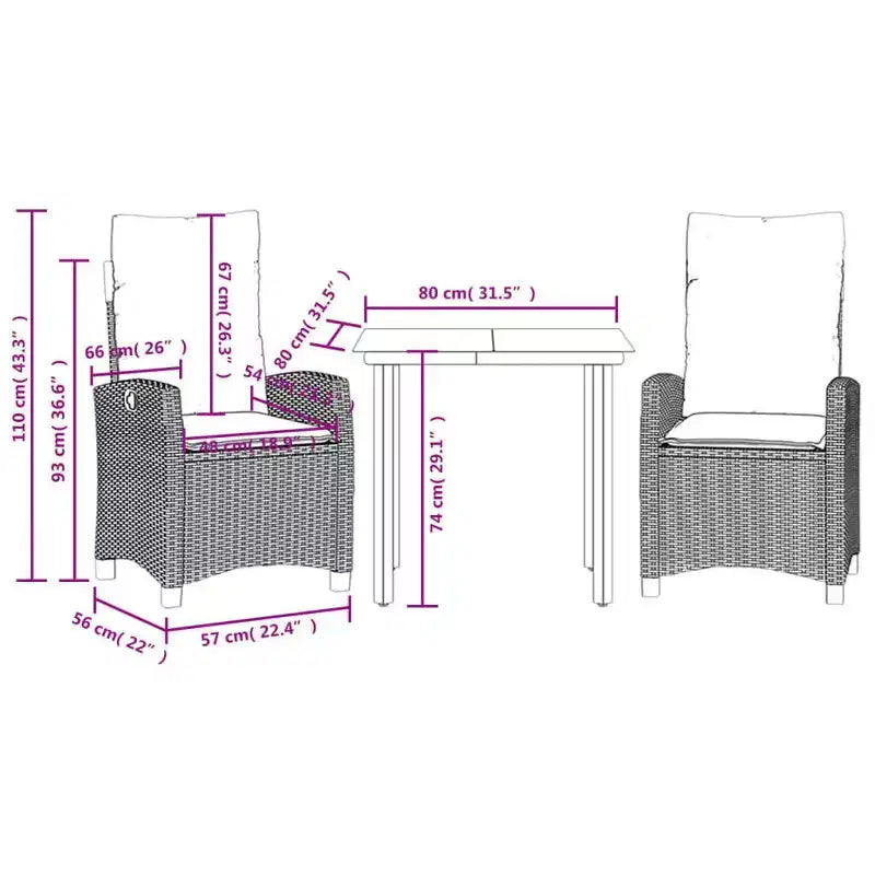 vidaXL Ensemble de salle à manger de jardin en rotin synthétique avec coussins