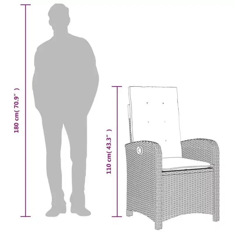 Ensemble de salle à manger de jardin réglable vidaXL - Résine tressée avec coussins