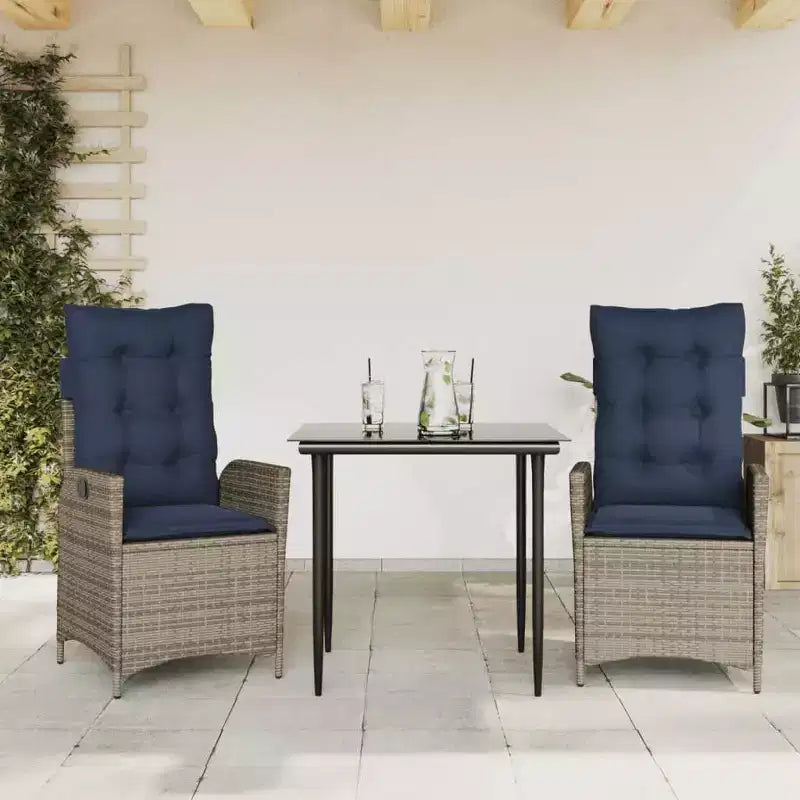 vidaXL Ensemble de salle à manger de jardin moderne avec coussins et verre trempé