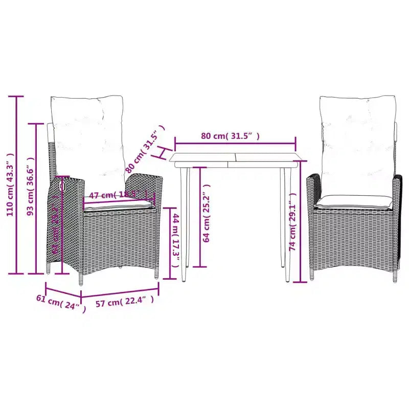 vidaXL Ensemble de salle à manger de jardin moderne avec coussins et verre trempé