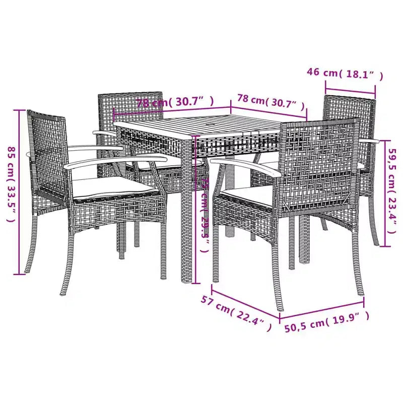 vidaXL Ensemble de salle à manger d'extérieur 6 places en résine tressée avec grandes housses amovibles