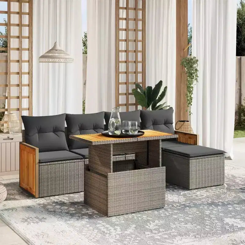 vidaXL Salon de jardin avec coussins - résine tressée
